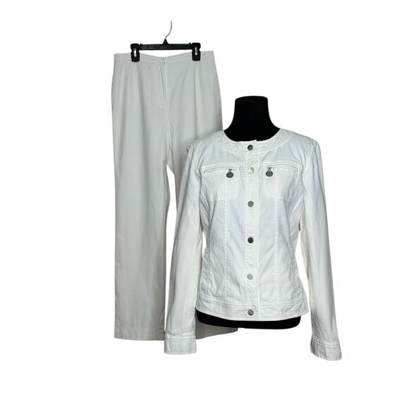 Doncaster creamy white pants and jacket set size 6 - Picture 1 of 16
